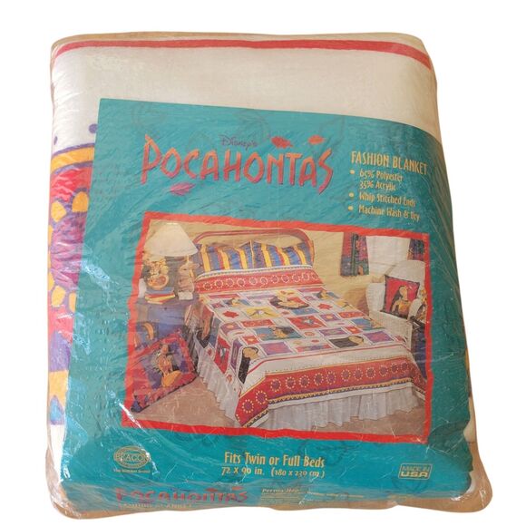 Rare NWT Vintage 1995 Disney Pocahontas Twin/Full Blanket –Holiday Gift - Picture 1 of 9